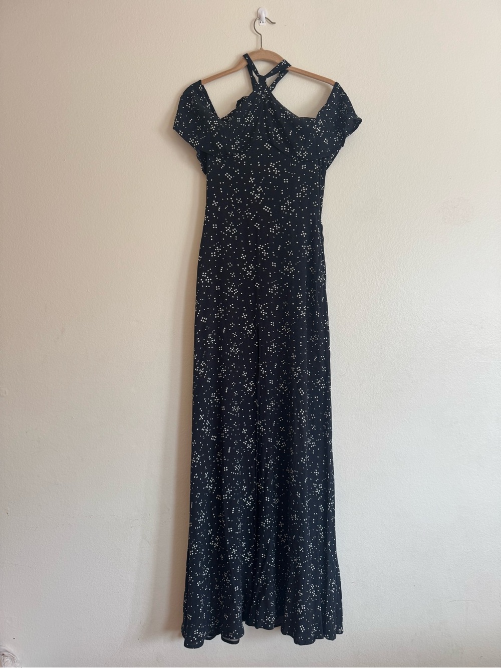REVOLVE Privacy Please Black Maxi Halter Dress with Polka Dot Feminine